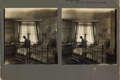 NMAH Archives CenterLeo H. Baekeland Papers0005Box 45Envelope 9-10Stereograph of Celine Baekeland in front of a bedroom window at Snug Rock.